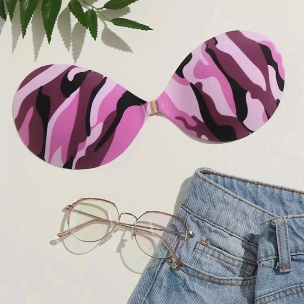 Pink Camo Self Adhesive Bra
